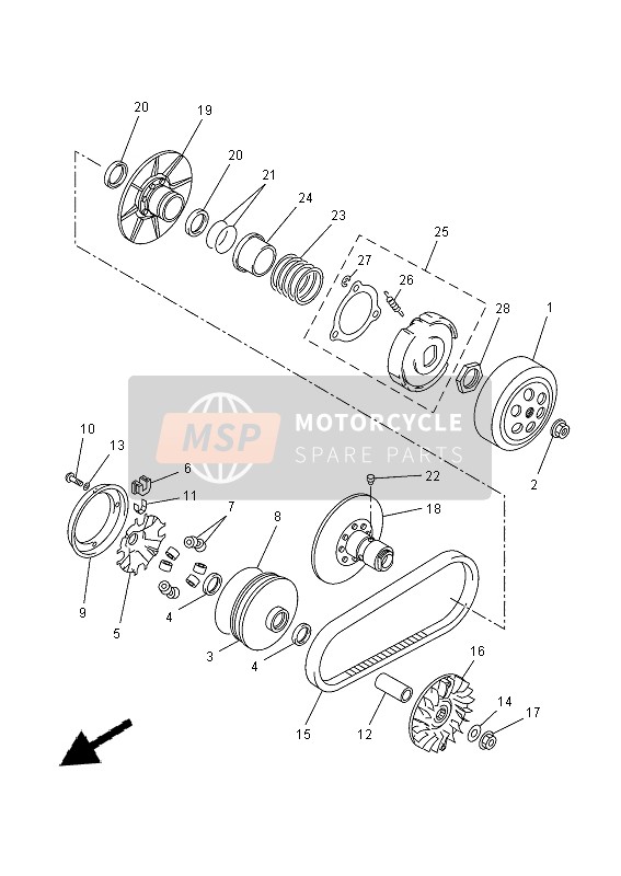 Yamaha YP250RA 2014 Embrayage pour un 2014 Yamaha YP250RA